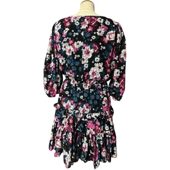 Sugarlips Wild Floral Bubble Sleeve Ruffle Mini Dress Size Large - Picture 4 of 5